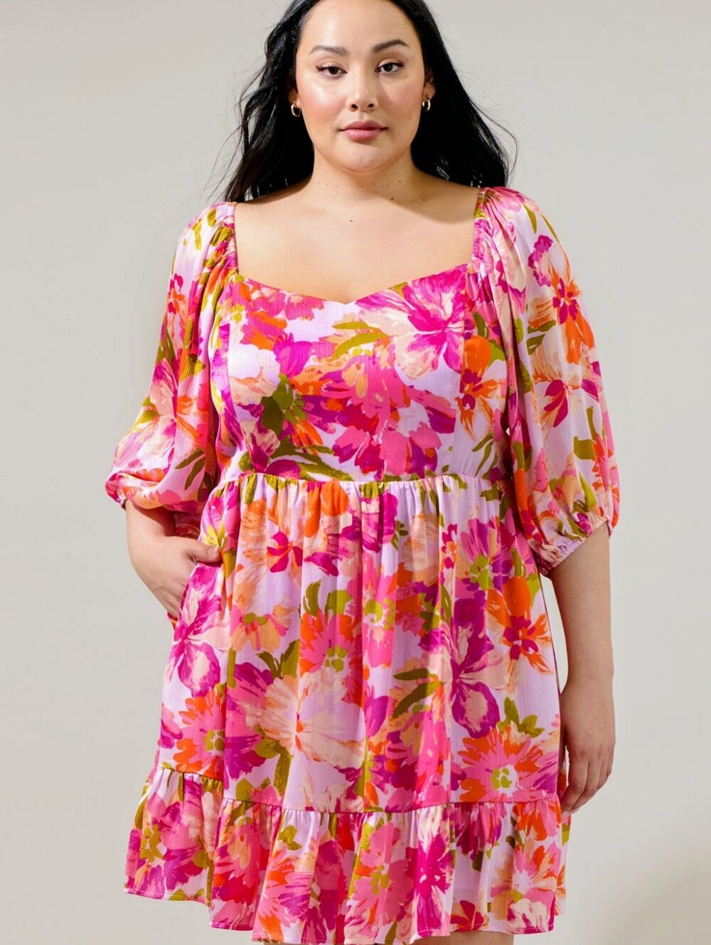 Sugarlips Abigal Floral Evy Sweetheart Mini Dress Curve
